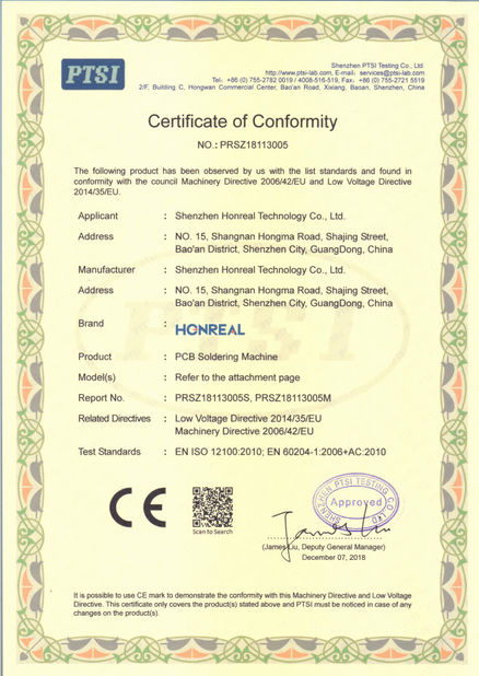 Çin Shenzhen Honreal Technology Co.,Ltd Sertifikalar